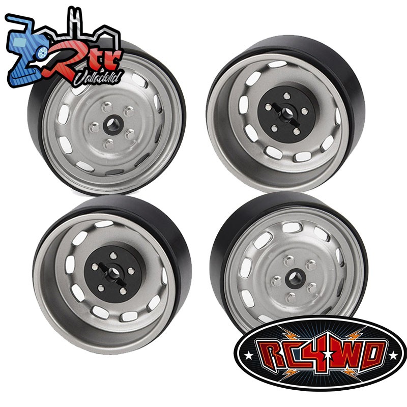Llantas Rc4wd 1.7 acero estampado 10-Oval Hole blancas 4 Unidades plata Z-W0312