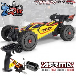 ARRMA Typhon 1/10 Mega 665 4Wd RTR Escobillas Buggy Amarillo