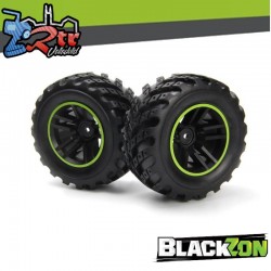 Spryte Wheels-Tires Assembled (Black-Green)
