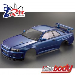Carrocería KILLERBODY Nissan Skyline R34 1/10 Pintada 195mm Azul