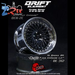 Llanta DS Racing Drift Labio cromado y cara negra brillantes Outset Ajustable 2 Unidades DS/DE-312
