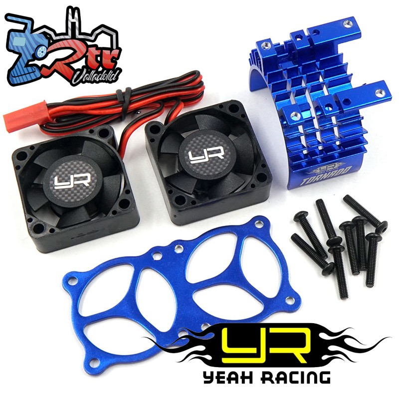 Fan para motor 540 550 de aluminio con doble ventilador de alta velocidad azul