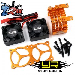 Fan para motor 540 550 de aluminio con doble ventilador de alta velocidad Naranja