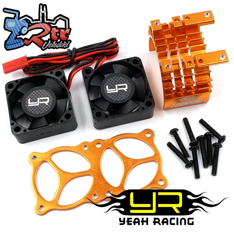 Fan para motor 540 550 de aluminio con doble ventilador de alta velocidad Naranja