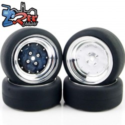 Ruedas con llantas de drift cromadas 1/10 12mm