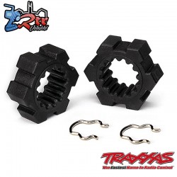 Cubos de rueda, hexagonales con clips Traxxas TRA7756-BLK