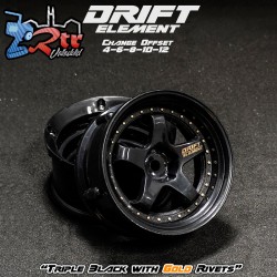 Llanta DS Racing Drift element Offset ajustable 2 unidade negro con remaches dorados DS/DE-007