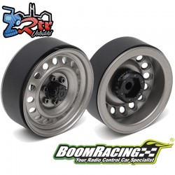 Llantas BoomRacing 1.9´´ Steelie Delanteras 16 agujeros y 6 espárragos 2 Unidades Metal oscuro 21mm XT504-6LUG