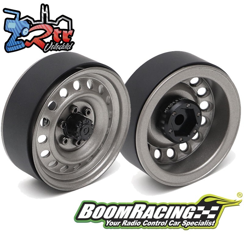 Llantas BoomRacing 1.9´´ Steelie Delanteras 16 agujeros y 6 espárragos 2 Unidades Metal oscuro 21mm XT504-6LUG