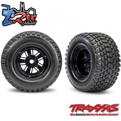 Ruedas traseras Funco negras y neumáticos Gravix Traxxas TRA10947
