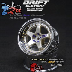 Llanta DS Racing Drift element Offset ajustable 2 unidades Borde cromado dorado claro con remaches dorados DS/DE-016