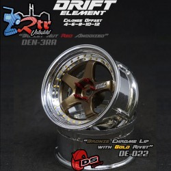 Llanta DS Racing Drift element Offset ajustable 2 unidades Labio cromado de bronce con remaches dorados DS/DE-022