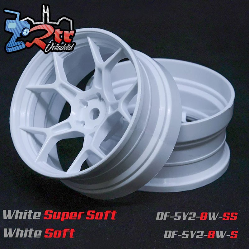 Llanta DS Racing Drift 5Y, llanta blanda, blanco supersuave, desplazamiento de 8 mm 2 unidades DS/DF-5Y2-8W-SS