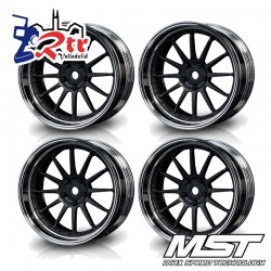 Llantas Plateado Negro Mate S-FBK 21 Drift MST Outset Variable ( 4 Unidades) MST102090GD