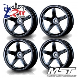Llantas MST Cromo Negras 5 Palas Drift MST +3mm ( 4 Unidades) MST102017SBK