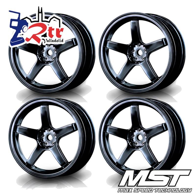 Llantas MST Cromo Negras 5 Palas Drift MST +3mm ( 4 Unidades) MST102017SBK