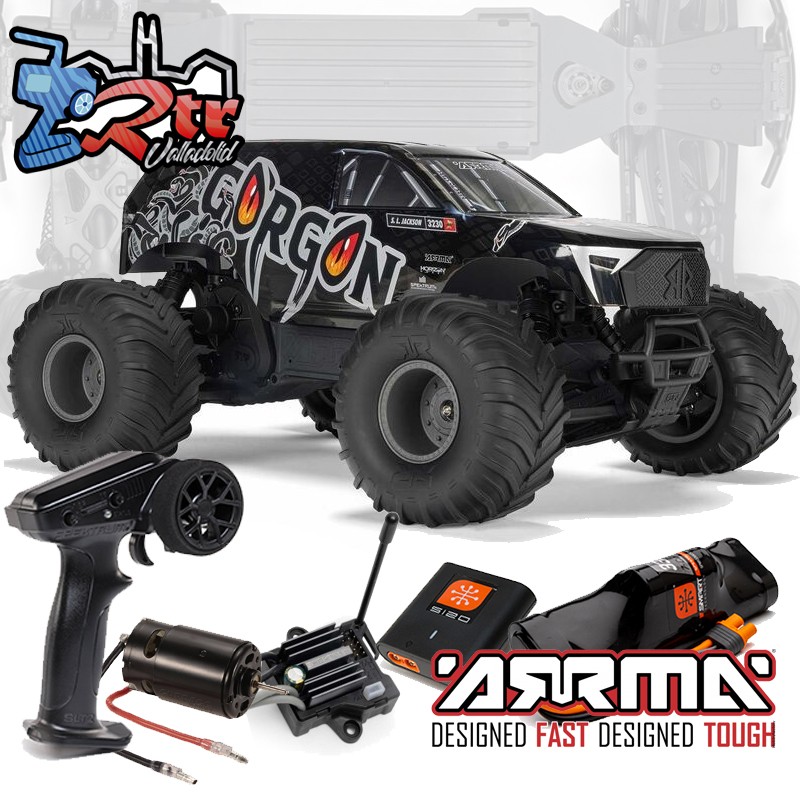 ARRMA Gorgon 1/10 Mega Escobillas 2Wd RTR Monster Negro Metal (Batería y cargador)