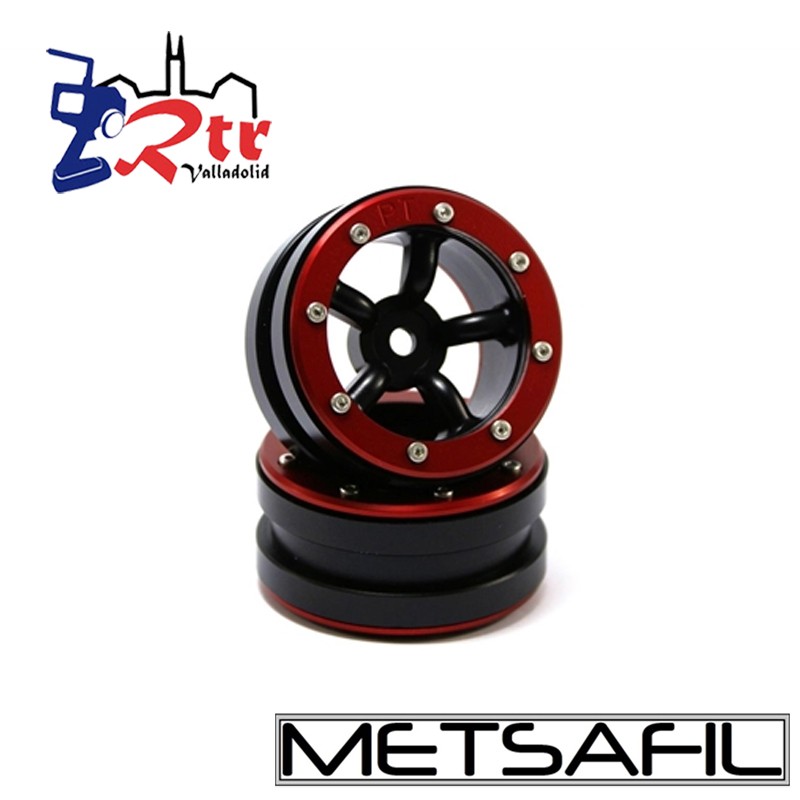 Llantas 1.9 beadlock Metsafil PT-Safari Negro/Rojo (2 Unidades)