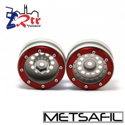 Llantas 1.9 beadlock Metsafil PT-Bullet Plata/Rojo (2 Unidades)