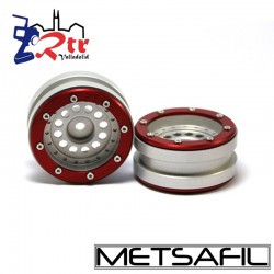 Llantas 1.9 beadlock Metsafil PT-Bullet Plata/Rojo (2 Unidades)