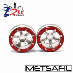 Llantas 1.9 beadlock Metsafil PT-Safari Plata/Rojo (2 Unidades)
