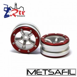 Llantas 1.9 beadlock Metsafil PT-Safari Plata/Rojo (2 Unidades)