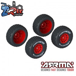 dBoots 'FORTRESS' Tire Set Glued  Red (2 Pairs)