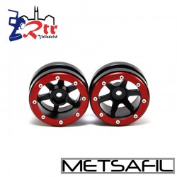 Llantas 1.9 aluminio Crawler beadlock Metsafil Negro/Rojo (2 Unidades)