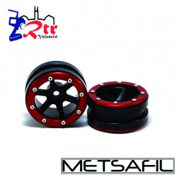 Llantas 1.9 aluminio Crawler beadlock Metsafil Negro/Rojo (2 Unidades)