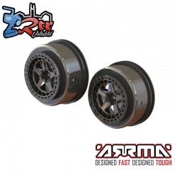 1-10 SC Front-Rear 2.2-3.0 Wheels  14mm Hex  Black Chrome...