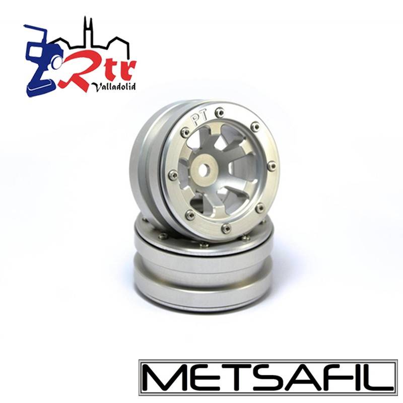 Llantas 1.9 beadlock Metsafil PT- Claw Plata/Plata (2 Unidades)