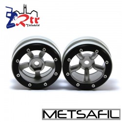 Llantas 1.9 beadlock Metsafil PT-Safari Plata/Negro (2 Unidades)