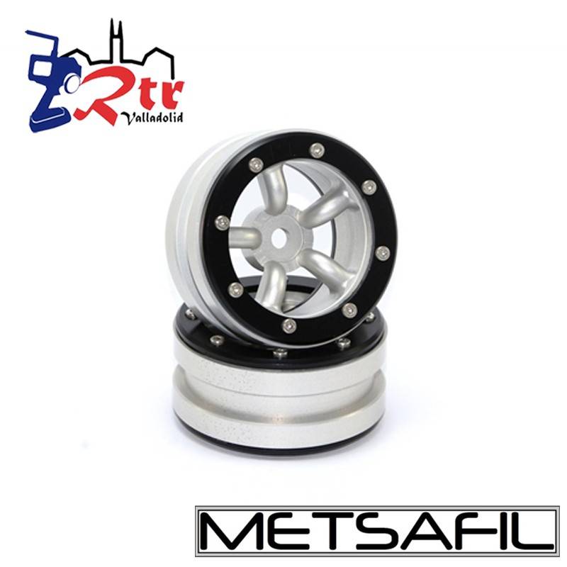 Llantas 1.9 beadlock Metsafil PT-Safari Plata/Negro (2 Unidades)