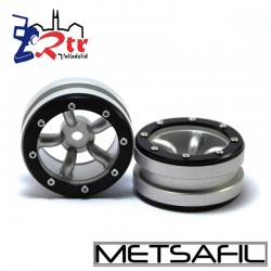 Llantas 1.9 beadlock Metsafil PT-Safari Plata/Negro (2 Unidades)