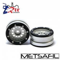 Llantas 1.9 beadlock Metsafil PT-Bullet Plata/Negro (2 Unidades)