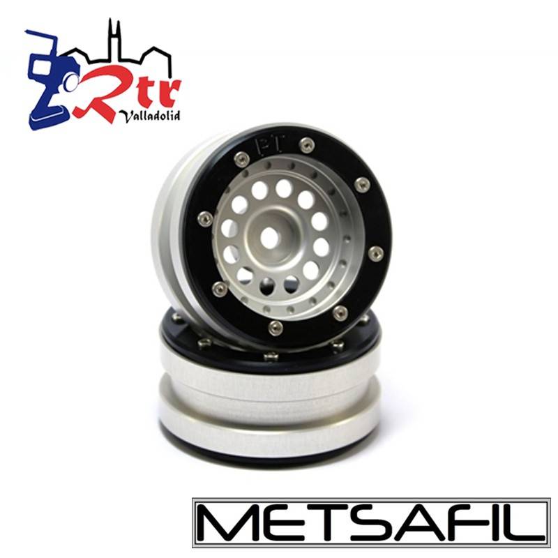 Llantas 1.9 beadlock Metsafil PT-Bullet Plata/Negro (2 Unidades)