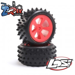 4 Row Rear Tires  Mounted  Red (2): Mini JRX2