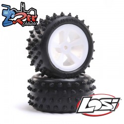 4 Row Rear Tires  Mounted  White (2): Mini JRX2
