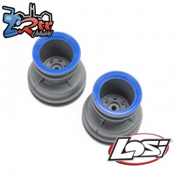 MT Wheel  Blue Beadlock  Lt Grey(2): Mini LMT