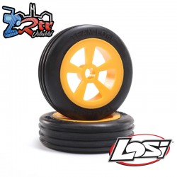 Rib Front Tires  Mounted  Orange (2): Mini JRX2