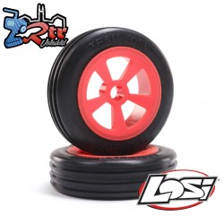 Rib Front Tires  Mounted  Red (2): Mini JRX2