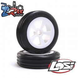 Rib Front Tires  Mounted  White (2): Mini JRX2
