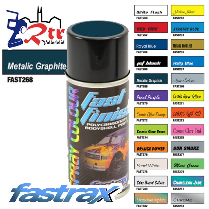 Pintura Fastrax Lexan Grafito Cromado con aditivo anti Nitro 150Ml