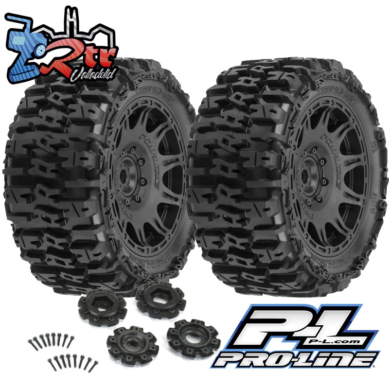 Ruedas Proline 1/6 Trencher Delantero/trasero 5.7" Neumáticos montados 24 mm 8x48 Raid Negro PRO1024010