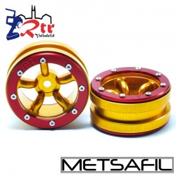 Llantas 1.9 beadlock Metsafil PT-Safari Oro/Rojo (2 Unidades)