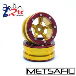 Llantas 1.9 beadlock Metsafil PT-Safari Oro/Rojo (2 Unidades)