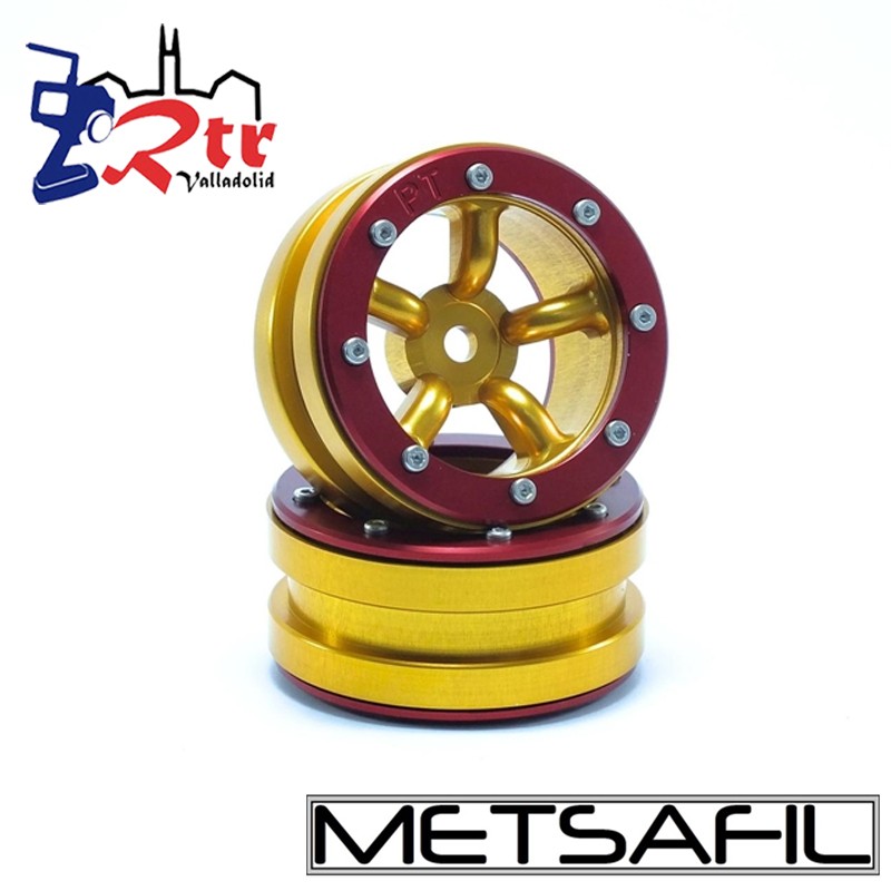 Llantas 1.9 beadlock Metsafil PT-Safari Oro/Rojo (2 Unidades)