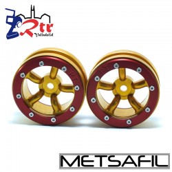 Llantas 1.9 beadlock Metsafil PT-Safari Oro/Rojo (2 Unidades)