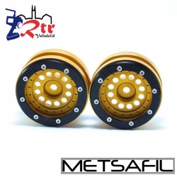 Llantas 1.9 beadlock Metsafil PT-Bullet Oro/Negro (2 Unidades)