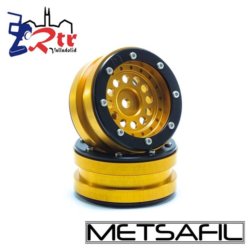 Llantas 1.9 beadlock Metsafil PT-Bullet Oro/Negro (2 Unidades)